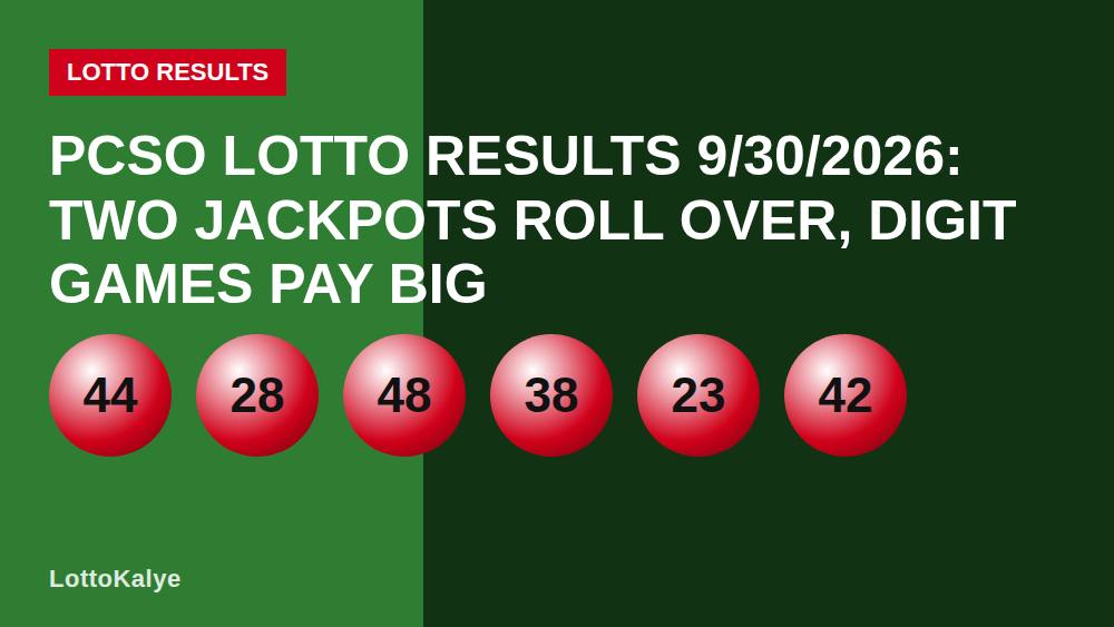 PCSO Lotto Results 9/30/2026: Two Jackpots Roll Over, Digit Games Pay Big