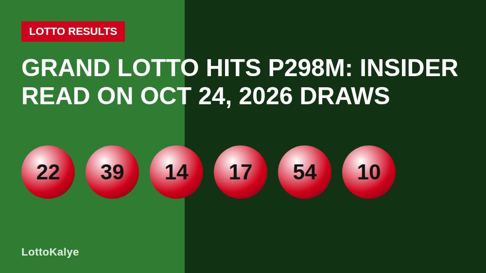 Grand Lotto Hits P298M: Insider Read on Oct 24, 2026 Draws