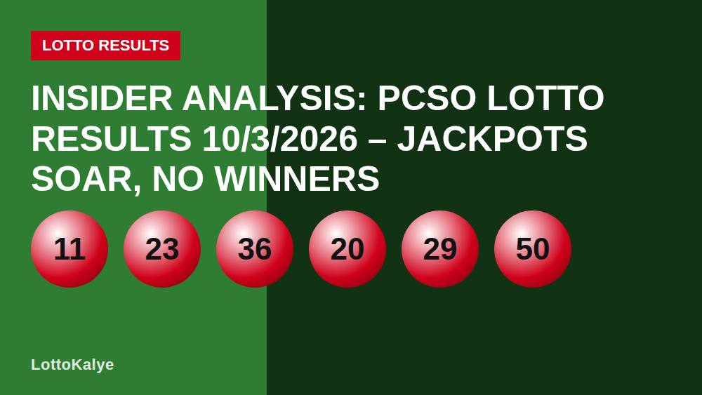 Insider Analysis: PCSO Lotto Results 10/3/2026 – Jackpots Soar, No Winners